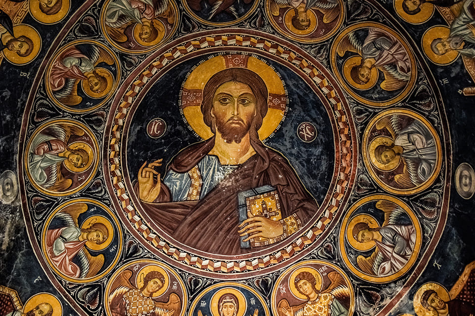 Mozaïek van Christus Pantocrator in Panagia Asinou, Cyprus