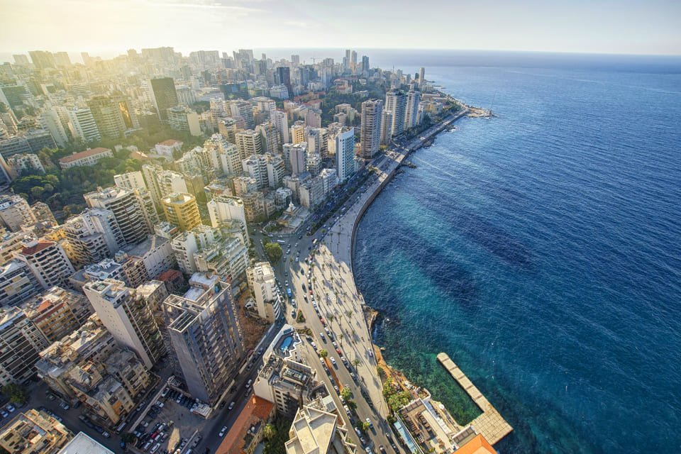 Beiroet, Libanon, vanuit de lucht