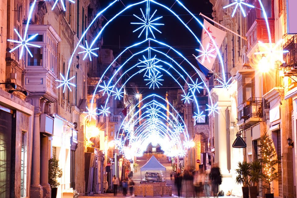 Kerstversiering in Valletta, Malta