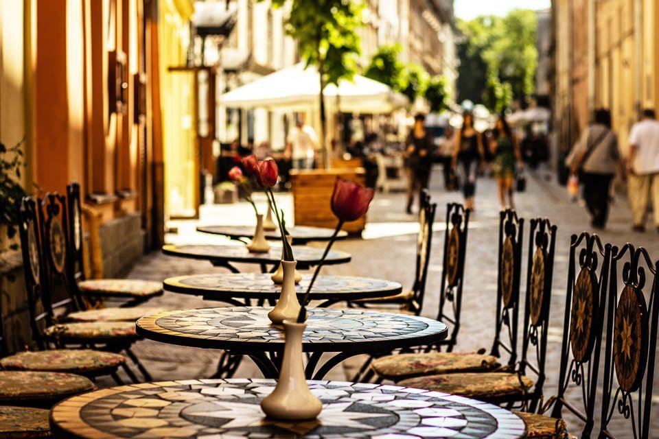 Terras in Lviv, Oekraïne