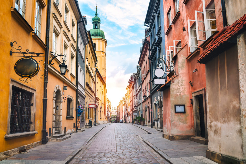Straatbeeld in Warschau, Polen