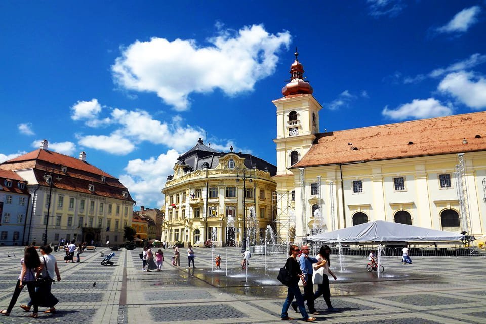 Marktplein in Sibiu, Roemenië