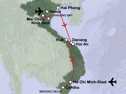 Routekaart Vietnam