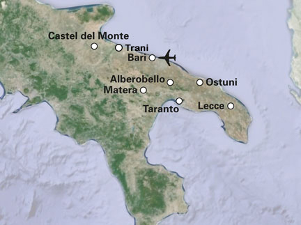 Routekaart Kerst in Zuid-Italië