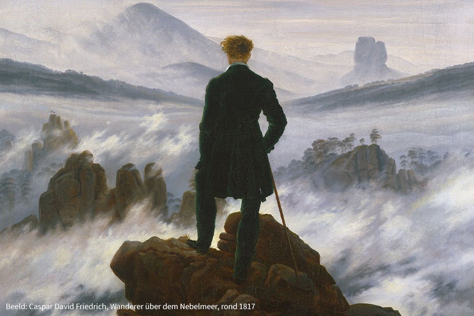 Hamburger Kunsthalle, Duitsland | Caspar David Friedrich, Wanderer über dem Nebelmeer, rond 1817 Hamburger Kunsthalle, Duitsland | Caspar David Friedrich, Wanderer über dem Nebelmeer, rond 1817