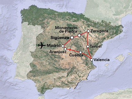 Routekaart Midden- en Oost-Spanje