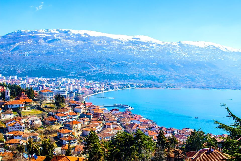 Ohrid aan het gelijknamige meer, Noord-Macedonië