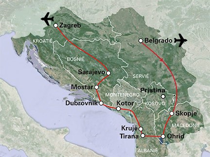 Routekaart Van Servië tot Kroatië