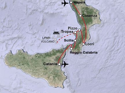 Routekaart Ongerept Calabrië