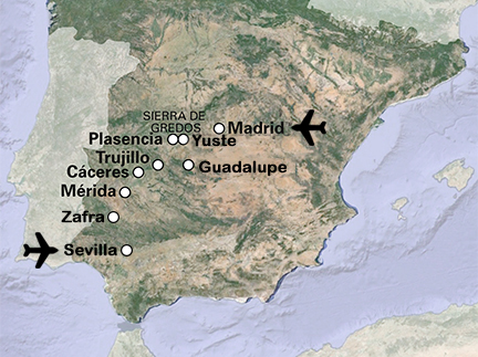 Routekaart onbekend Extremadura, Spanje