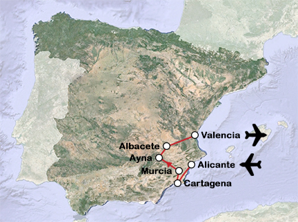 Routekaart Mediterraan Zuidoost-Spanje
