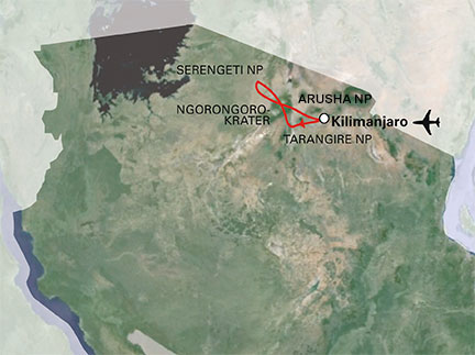 Routekaart Ongerept Tanzania