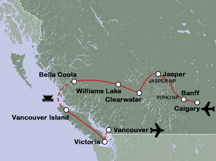 Routekaart West-Canada