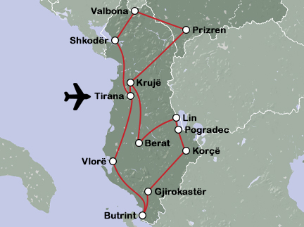 Routekaart Albanië