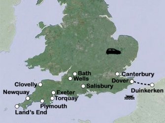 Routekaart Devon en Cornwall autovakantie
