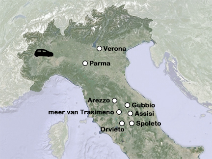 Routekaart Umbrië - autovakantie