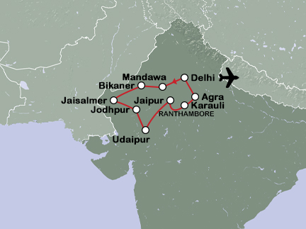 Routekaart India: Rajasthan en Agra