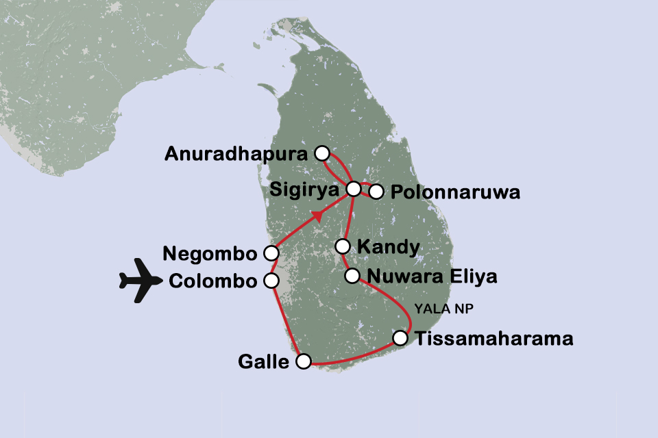 Routekaart Sri Lanka