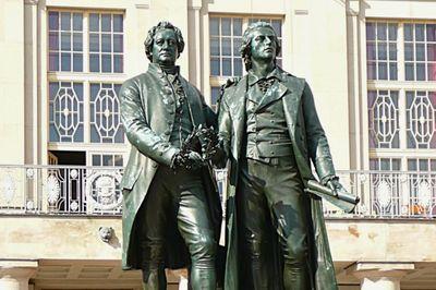 Goethe en Schiller in Weimar Duitsland