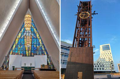 Ishavskatedralen in Tromsø en Klokketoren in Kiruna