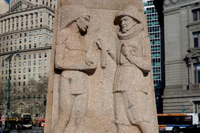 Deel van de vlaggenmast in Battery Park, New York, Amerika