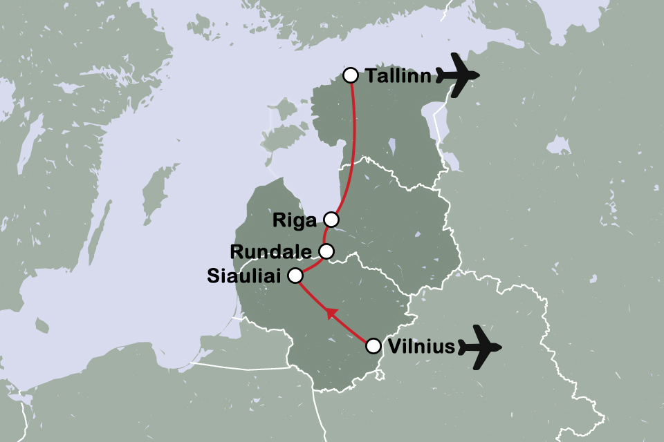 Routekaart Baltische hoofdsteden