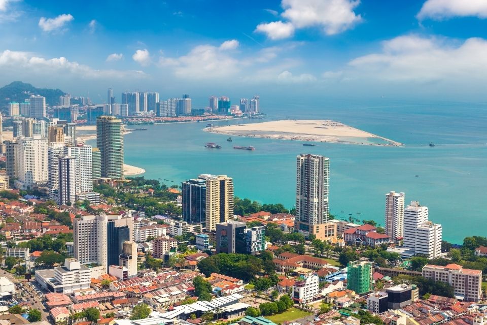 Zicht op George Town, Maleisië