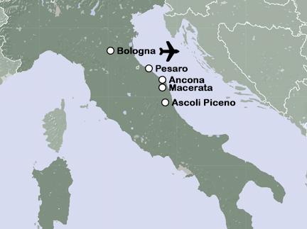 Routekaart Operareis Rossini in de Marken