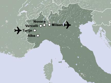Routekaart Turijn en Piemonte