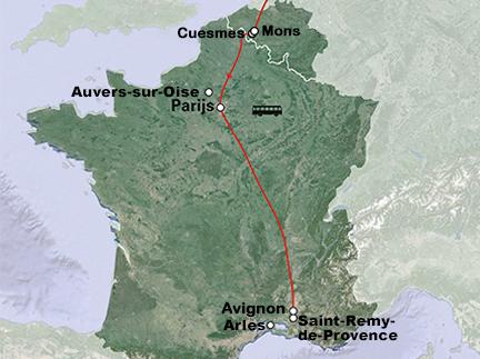 Routekaart Van Gogh in België en Frankrijk