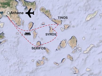Routekaart Onbekende Cycladen en Athene