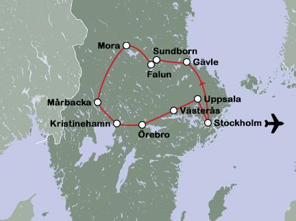 Routekaart Schilderachtig Zweden