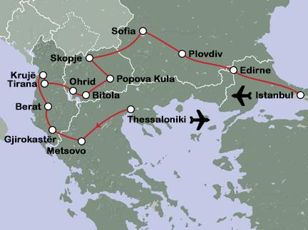 Routekaart In het voetspoor van de Osmanen