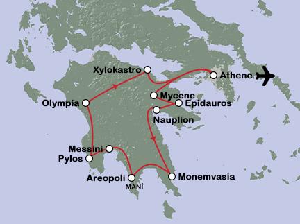 Routekaart Schatten van de Peloponnesos