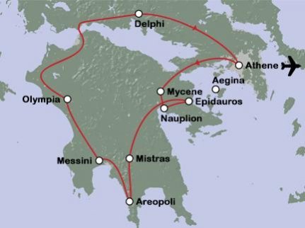 Routekaart Klassiek Griekenland en Aegina