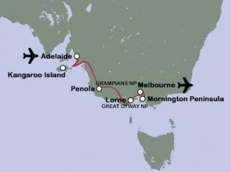 Routekaart Australië fly drive Routekaart Australië fly drive