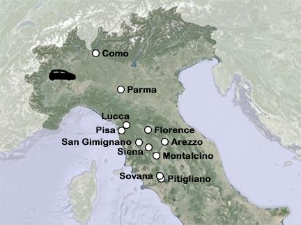 Routekaart Giro in Toscane - autovakantie