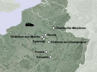 Routekaart Champagne - autovakantie Routekaart Champagne - autovakantie