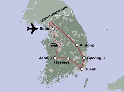 Routekaart Zuid-Korea