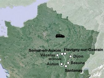 Routekaart Bourgogne - autovakantie Routekaart Bourgogne - autovakantie