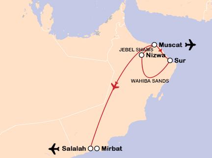 Routekaart Sprookjesachtig Oman