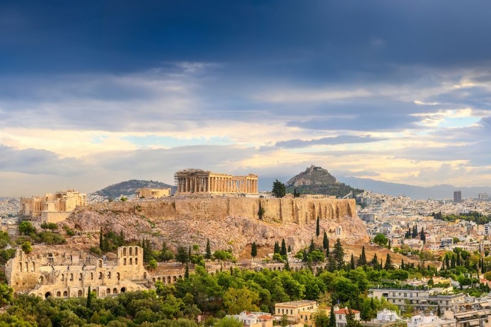 Zicht op de Akropolis in Athene, Griekenland