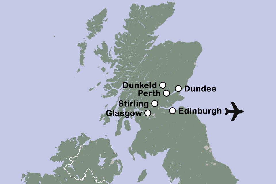 Routekaart Kerstsfeer in Schotland