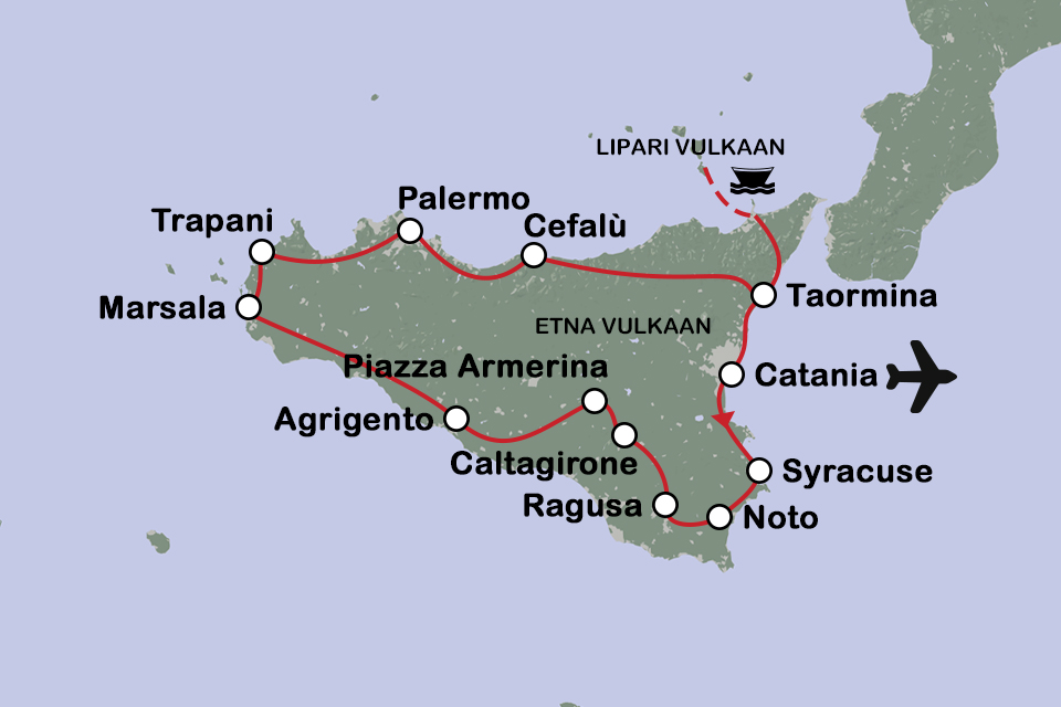 Routekaart Verleidelijk Sicilië