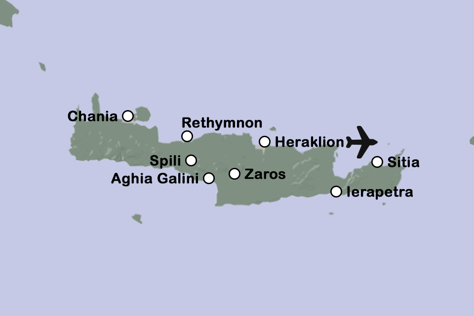 Routekaart fly drive Kreta