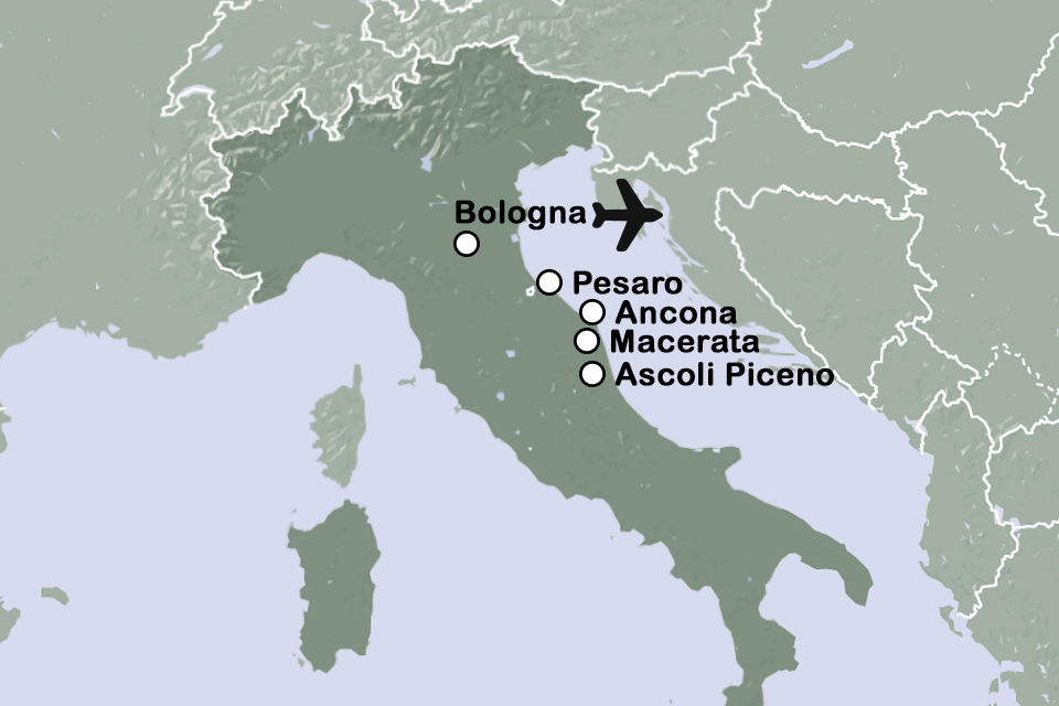 Routekaart Operareis Rossini in de Marken