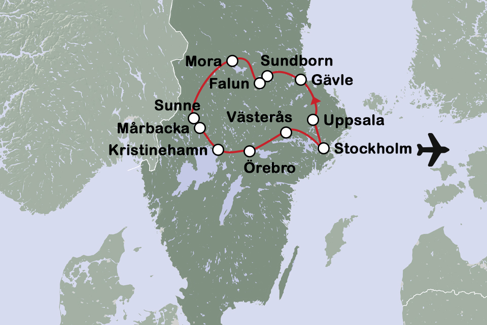 Routekaart Schilderachtig Zweden