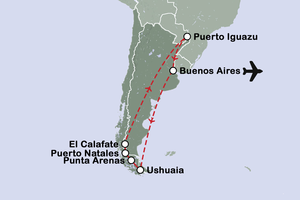 Routekaart Argentinië en Chili