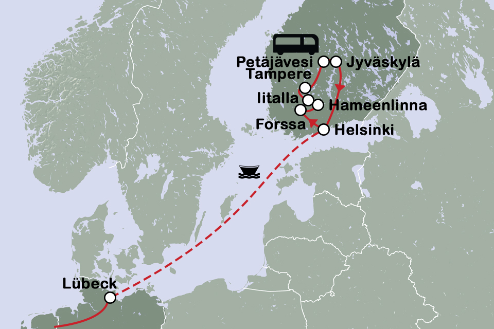 Routekaart Zomer in Finland