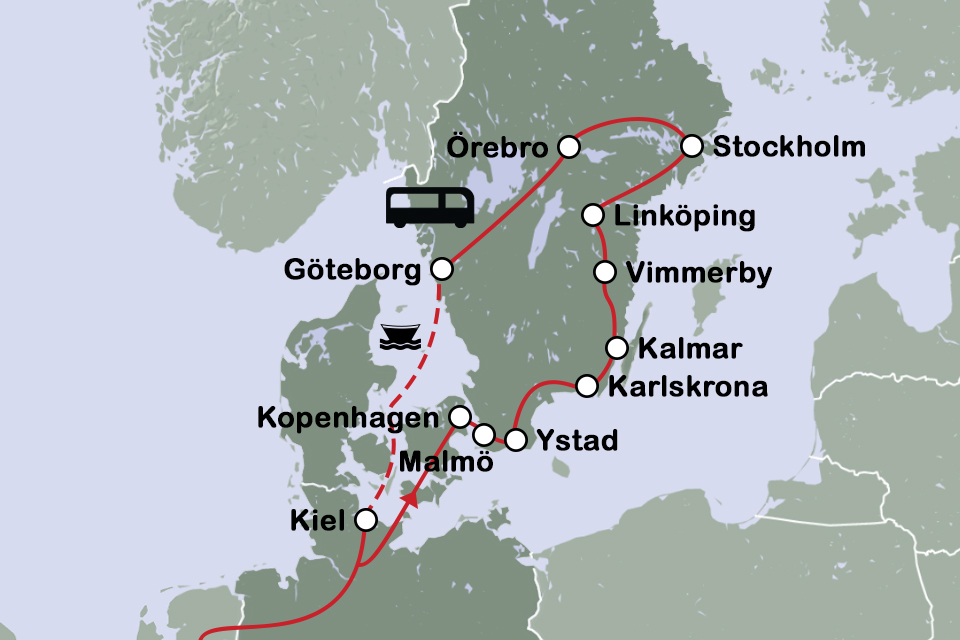 Routekaart Zomer in Zuid-Zweden